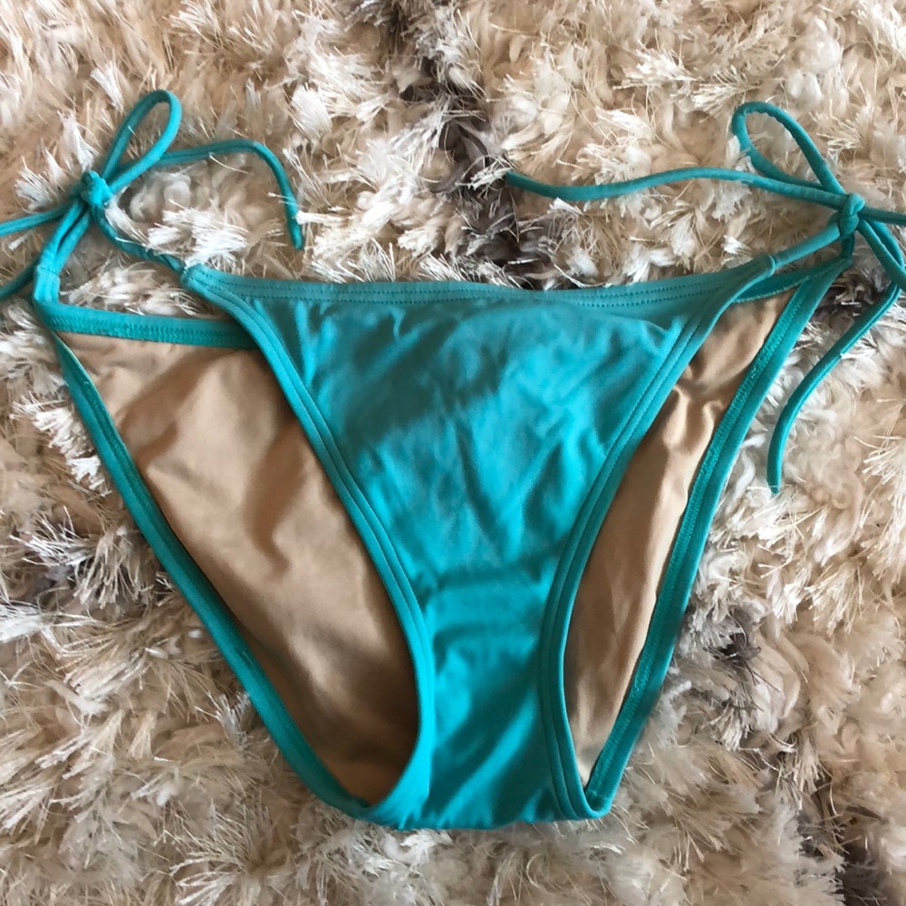 VS teal fully lined bikini bottom with ties